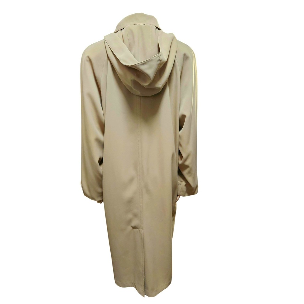 Gallery Women's Beige Hooded Long Trench Coat Double Breasted Size 14 - Picture 5 of 9